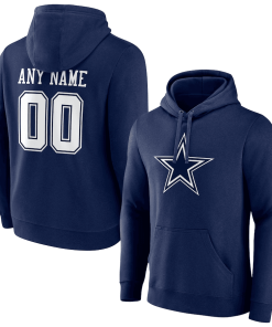 Men’s Fanatics Branded Navy Dallas Cowboys Team Authentic Personalized Custom Name & Number Pullover Hoodie
