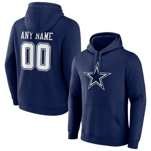 Men’s Fanatics Branded Navy Dallas Cowboys Team Authentic Personalized Custom Name & Number Pullover Hoodie