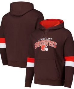 Cleveland Browns G-III Sports by Carl Banks Adaptive Faceoff Pullover Hoodie – Brown/Orange