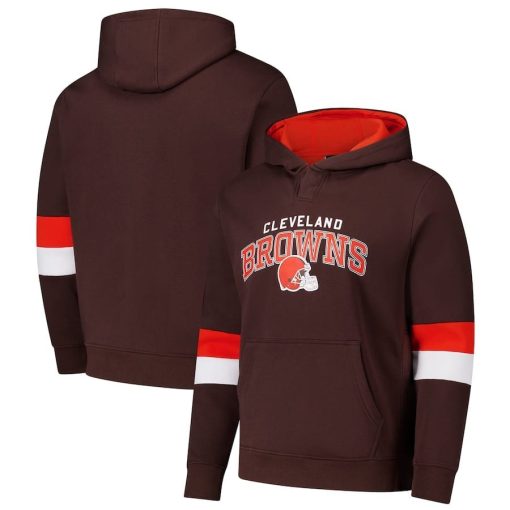 Cleveland Browns G-III Sports by Carl Banks Adaptive Faceoff Pullover Hoodie – Brown/Orange