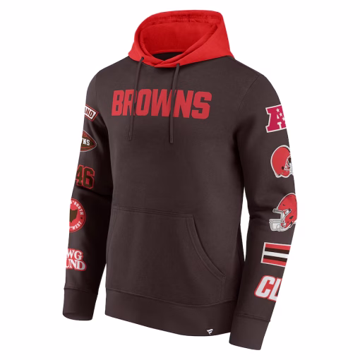 Cleveland Browns Fanatics Patched Out Pullover Hoodie – Brown/Orange - Image 2