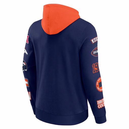 Denver Broncos Fanatics Patched Out Pullover Hoodie – Navy/Orange - Image 2