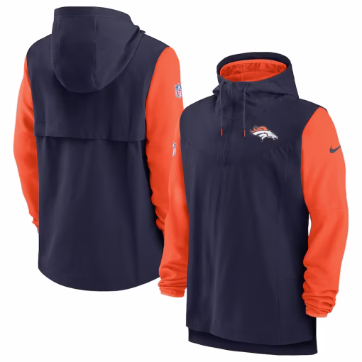 Denver Broncos Nike Sideline Player Quarter-Zip Hoodie – Navy/Orange