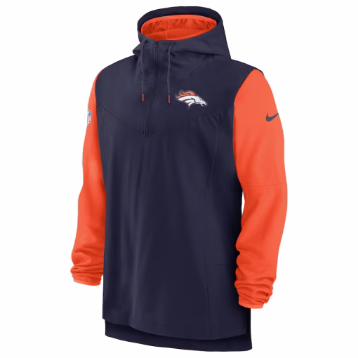 Denver Broncos Nike Sideline Player Quarter-Zip Hoodie – Navy/Orange - Image 2