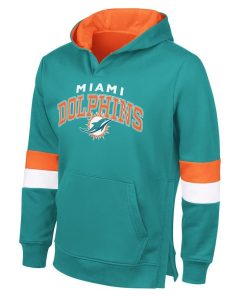 Alternative view of Miami Dolphins G-III Sports by Carl Banks Adaptive Faceoff Pullover Hoodie – Aqua/Orange