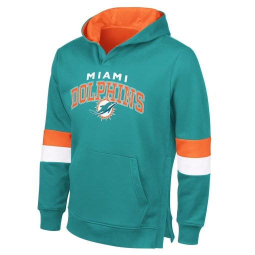 Miami Dolphins G-III Sports by Carl Banks Adaptive Faceoff Pullover Hoodie – Aqua/Orange - Image 2