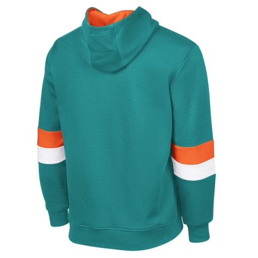 Miami Dolphins G-III Sports by Carl Banks Adaptive Faceoff Pullover Hoodie – Aqua/Orange - Image 3