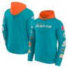 Miami Dolphins Fanatics Patched Out Pullover Hoodie – Aqua/Orange