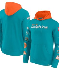 Miami Dolphins Fanatics Patched Out Pullover Hoodie – Aqua/Orange