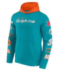 Alternative view of Miami Dolphins Fanatics Patched Out Pullover Hoodie – Aqua/Orange