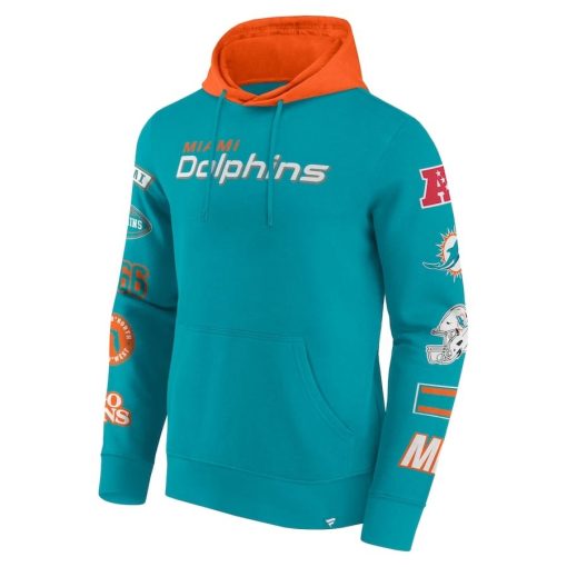Miami Dolphins Fanatics Patched Out Pullover Hoodie – Aqua/Orange - Image 2