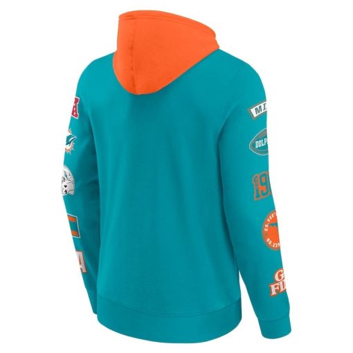Miami Dolphins Fanatics Patched Out Pullover Hoodie – Aqua/Orange - Image 3