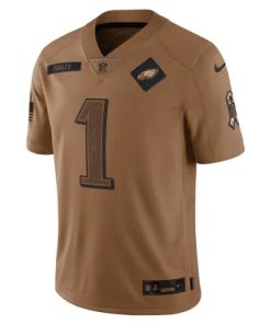 Alternative view of Jalen Hurts Philadelphia Eagles Nike 2023 Salute To Service Limited Jersey – Brown