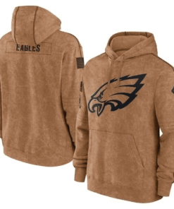 Men’s Nike Brown Philadelphia Eagles 2024 Salute To Service Club Pullover Hoodie