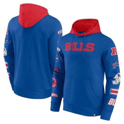 Buffalo Bills Fanatics Patched Out Pullover Hoodie – Royal/Red