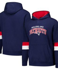 New England Patriots G-III Sports by Carl Banks Adaptive Faceoff Pullover Hoodie – Navy/Red
