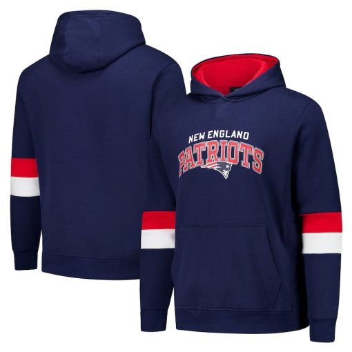 New England Patriots G-III Sports by Carl Banks Adaptive Faceoff Pullover Hoodie – Navy/Red