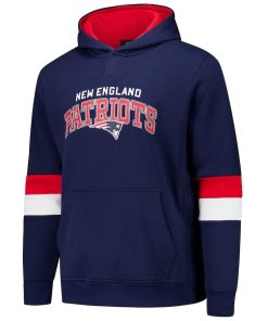 Alternative view of New England Patriots G-III Sports by Carl Banks Adaptive Faceoff Pullover Hoodie – Navy/Red