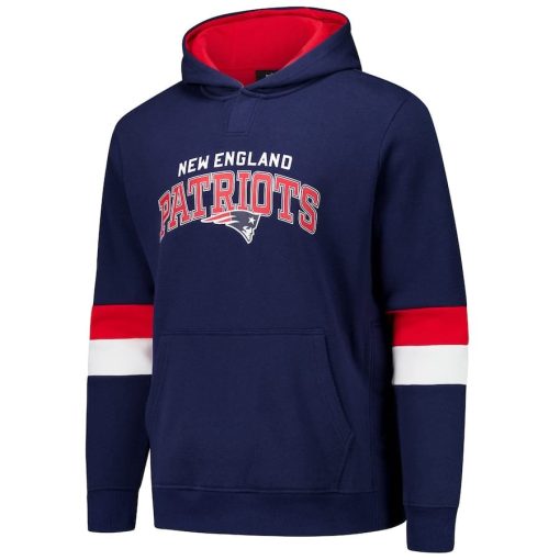 New England Patriots G-III Sports by Carl Banks Adaptive Faceoff Pullover Hoodie – Navy/Red - Image 2
