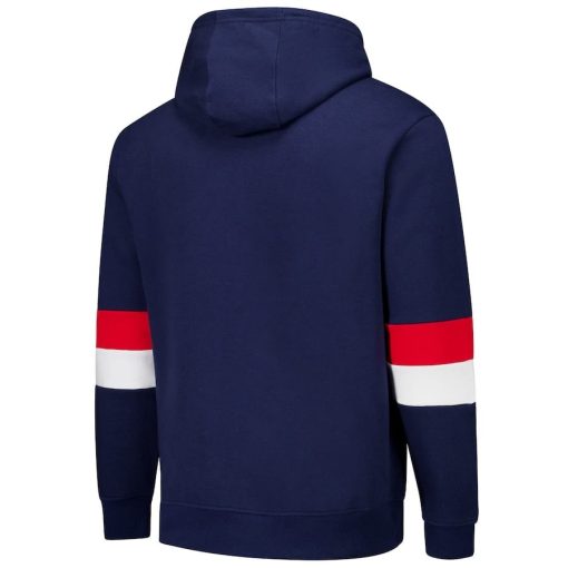New England Patriots G-III Sports by Carl Banks Adaptive Faceoff Pullover Hoodie – Navy/Red - Image 3