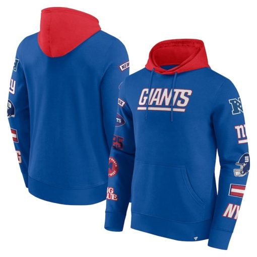 New York Giants Fanatics Patched Out Pullover Hoodie – Royal/Red