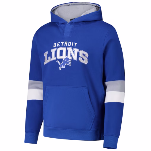 Detroit Lions G-III Sports by Carl Banks Adaptive Faceoff Pullover Hoodie – Blue/Silver - Image 2