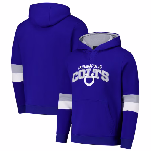 Indianapolis Colts G-III Sports by Carl Banks Adaptive Faceoff Pullover Hoodie – Royal/Silver
