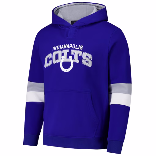 Indianapolis Colts G-III Sports by Carl Banks Adaptive Faceoff Pullover Hoodie – Royal/Silver - Image 2