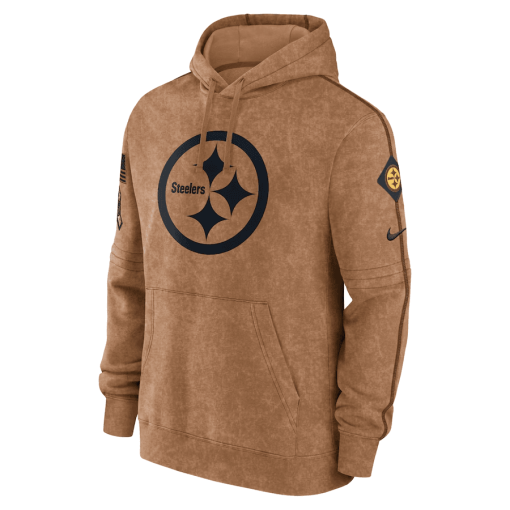 Men’s Pittsburgh Steelers Nike Brown Salute To Service Club Pullover Hoodie - Image 2