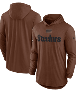 Men’s Nike Brown Pittsburgh Steelers Salute To Service Lightweight Long Sleeve Hoodie T-Shirt