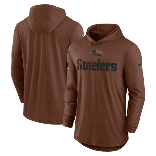 Men’s Nike Brown Pittsburgh Steelers Salute To Service Lightweight Long Sleeve Hoodie T-Shirt