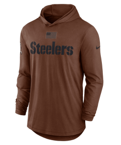 Alternative view of Men’s Nike Brown Pittsburgh Steelers Salute To Service Lightweight Long Sleeve Hoodie T-Shirt