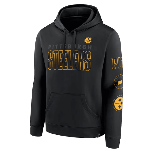 Men’s Pittsburgh Steelers Fanatics Black Blackout Pullover Hoodie - Image 2