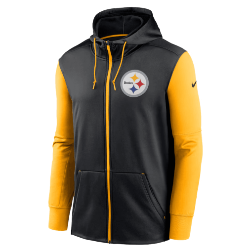 Men’s Nike Black/Gold Pittsburgh Steelers Colorblock Performance Hoodie Full-Zip Sweatshirt - Image 2
