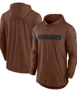 Men’s Nike Brown Las Vegas Raiders Salute To Service Lightweight Long Sleeve Hoodie T-Shirt