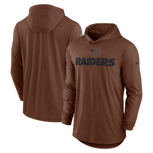Men’s Nike Brown Las Vegas Raiders Salute To Service Lightweight Long Sleeve Hoodie T-Shirt