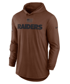 Alternative view of Men’s Nike Brown Las Vegas Raiders Salute To Service Lightweight Long Sleeve Hoodie T-Shirt