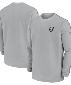 Men’s Nike Gray Las Vegas Raiders 2024 Sideline Coaches Long Sleeve Top