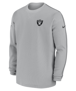Alternative view of Men’s Nike Gray Las Vegas Raiders 2024 Sideline Coaches Long Sleeve Top