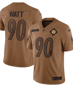 Men’s Nike T.J. Watt Brown Pittsburgh Steelers 2023 Salute To Service Limited Jersey
