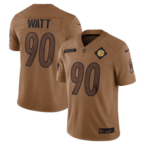 Men’s Nike T.J. Watt Brown Pittsburgh Steelers 2023 Salute To Service Limited Jersey
