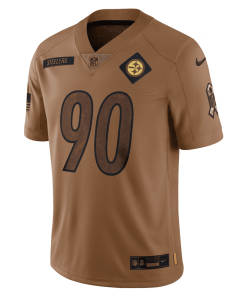 Alternative view of Men’s Nike T.J. Watt Brown Pittsburgh Steelers 2023 Salute To Service Limited Jersey