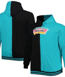 San Antonio Spurs Mitchell & Ness Big & Tall Hardwood Classics Split Pullover Hoodie – Black/Teal