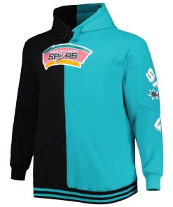 Alternative view of San Antonio Spurs Mitchell & Ness Big & Tall Hardwood Classics Split Pullover Hoodie – Black/Teal