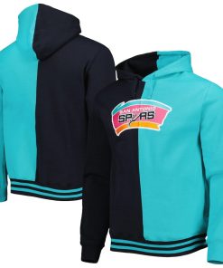 San Antonio Spurs Mitchell & Ness Hardwood Classics Split Pullover Hoodie – Black/Teal