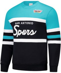 Alternative view of San Antonio Spurs Mitchell & Ness Hardwood Classics Vintage Logo Head Coach Pullover Sweatshirt – Black/Teal