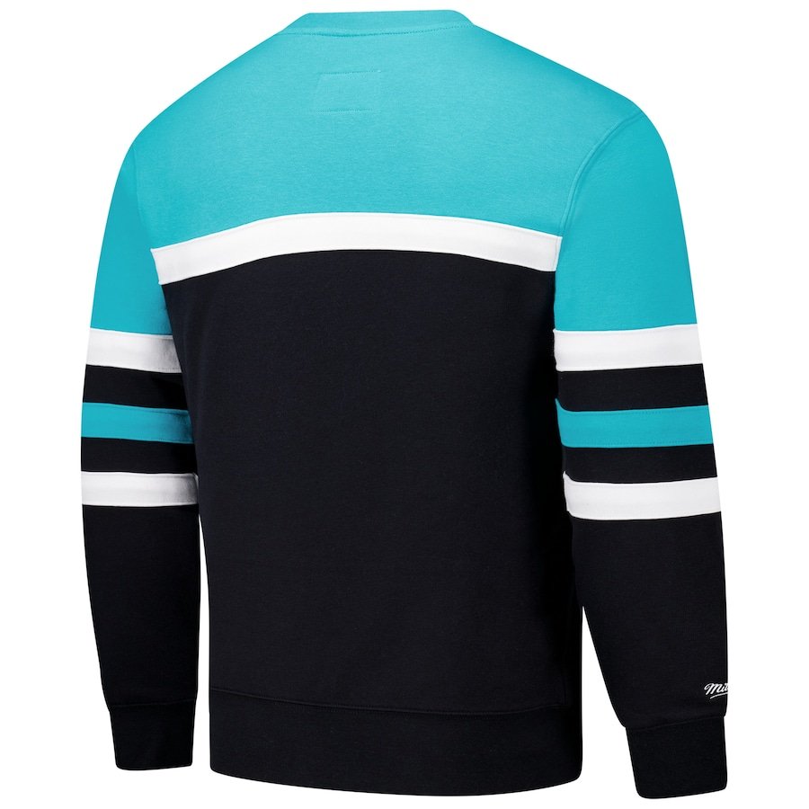 San Antonio Spurs Mitchell & Ness Hardwood Classics Vintage Logo Head Coach Pullover Sweatshirt – Black/Teal - Image 3
