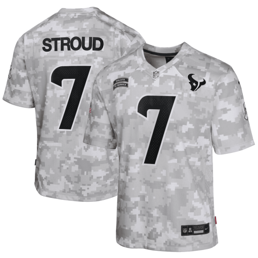 C.J. Stroud Houston Texans Nike Youth 2024 Salute to Service Game Jersey – Arctic Camo