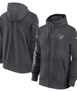Houston Texans Nike 2024 Sideline Club Full-Zip Hoodie – Anthracite
