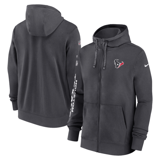 Houston Texans Nike 2024 Sideline Club Full-Zip Hoodie – Anthracite